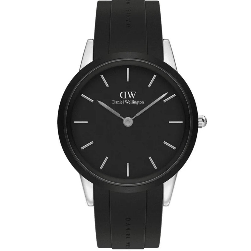Daniel Wellington Iconic Motion DW00100612 analog herrklocka med svart urtavla och armband i silikon