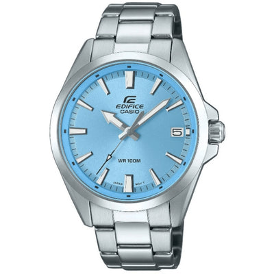 Casio Edifice EFV-100D-2BVUEF analog herrklocka med blå urtavla och armband i rostfritt stål