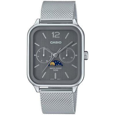 Casio Timeless MTP-M305M-8AVER analog unisexklocka med grå urtavla och armband i rostfritt stål