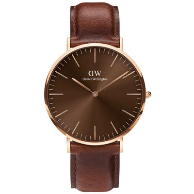 Daniel Wellington Classic St Mawes DW00100627 analog unisexklocka med brun urtavla och armband i läder
