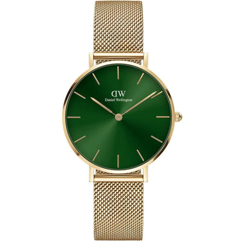 Daniel Wellington Petite DW00100480 analog damklocka med grön urtavla och armband i rostfritt stål