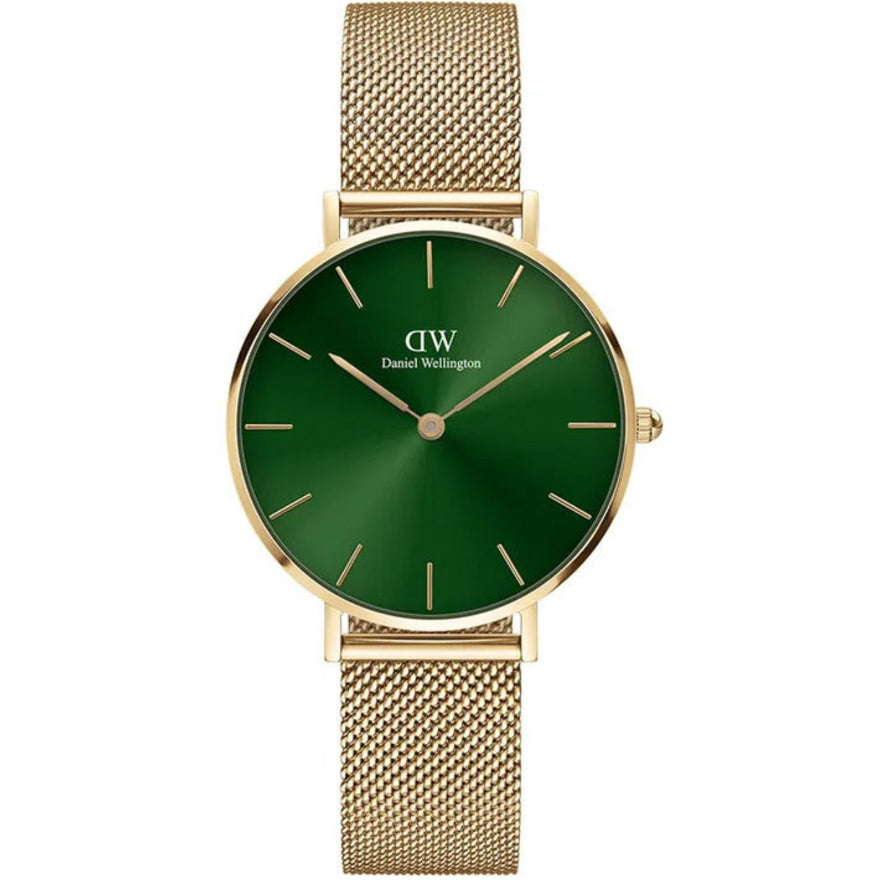 Daniel Wellington Petite DW00100480 analog damklocka med grön urtavla och armband i rostfritt stål