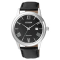 Citizen Eco-Drive AW1231-07E analog herrklocka med svart urtavla och armband i läder