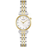 Bulova Regatta 98P202 analog damklocka med vit urtavla och armband i rostfritt stål