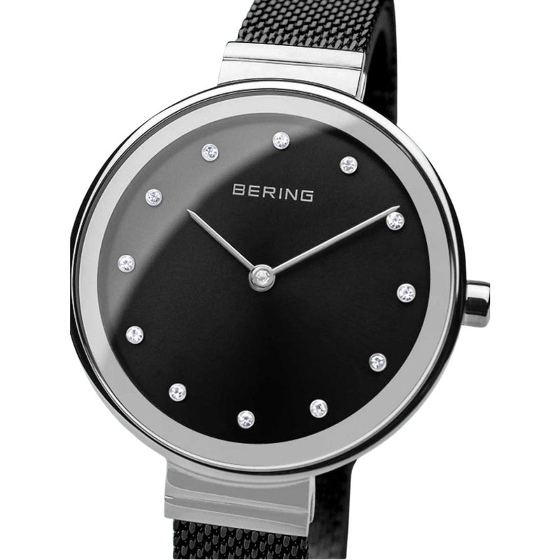 Bering Classic 12034-102 analog damklocka med svart urtavla och armband i rostfritt stål
