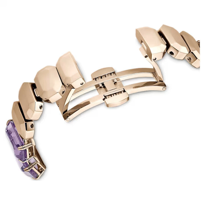 Swarovski Octagon cut bracelet 5722364 analog damklocka med lila urtavla och armband i rostfritt stål