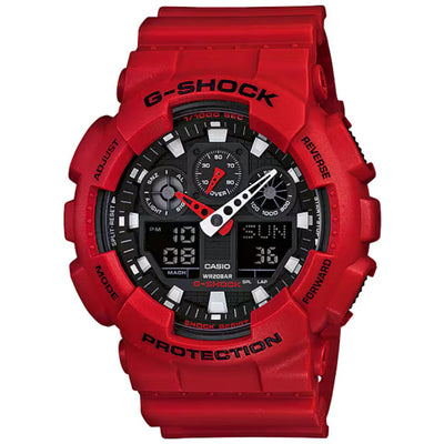 Casio G-Shock GA-100B-4AER analog herrklocka med svart urtavla och armband i resin