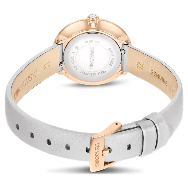 Swarovski Matrix tennis 5710105 analog damklocka med grå urtavla och armband i skinn