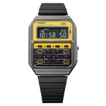 Casio Vintage CA-500WEGG-9BEF digital herrklocka med svart urtavla och armband i rostfritt stål