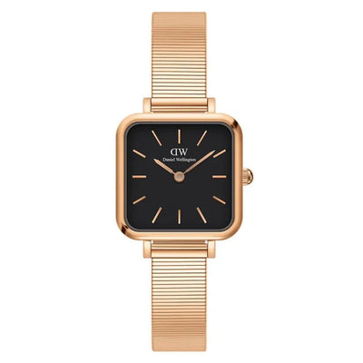 Daniel Wellington Quadro Studio DW00100518 analog damklocka med svart urtavla och armband i rostfritt stål