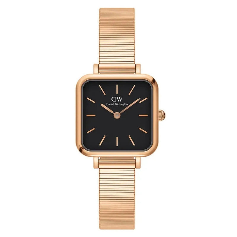 Daniel Wellington Quadro Studio DW00100518 analog damklocka med svart urtavla och armband i rostfritt stål