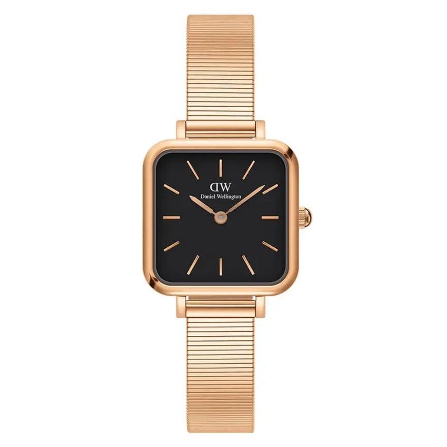 Daniel Wellington Quadro Studio DW00100518 analog damklocka med svart urtavla och armband i rostfritt stål