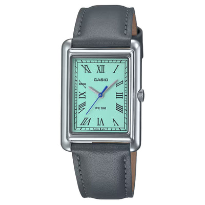 Casio Timeless LTP-B165L-2BVEF analog damklocka med grön urtavla och armband i läder