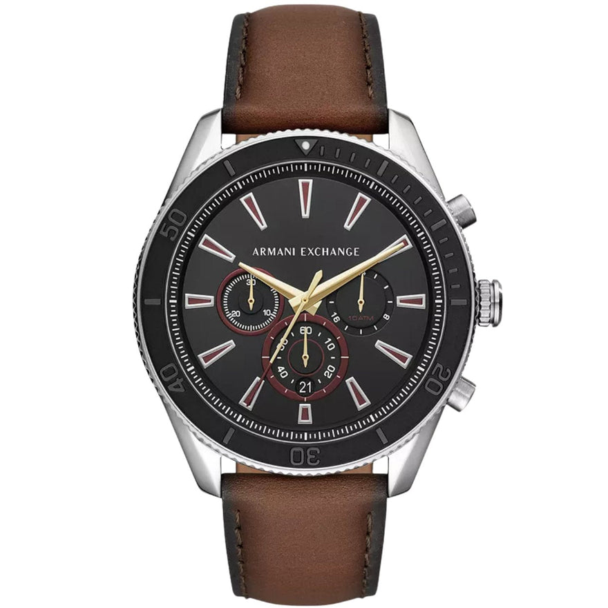 Armani Exchange Chronograph AX1822 analog herrklocka med svart urtavla och armband i läder