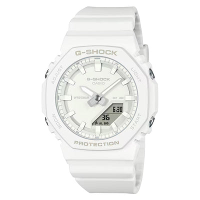 Casio G-shock GMA-P2100-7AER analog damklocka med vit urtavla och armband i resin