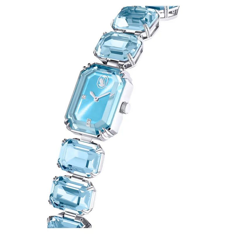 Swarovski Octagon cut bracelet 5729722 analog damklocka med blå urtavla och armband i rostfritt stål