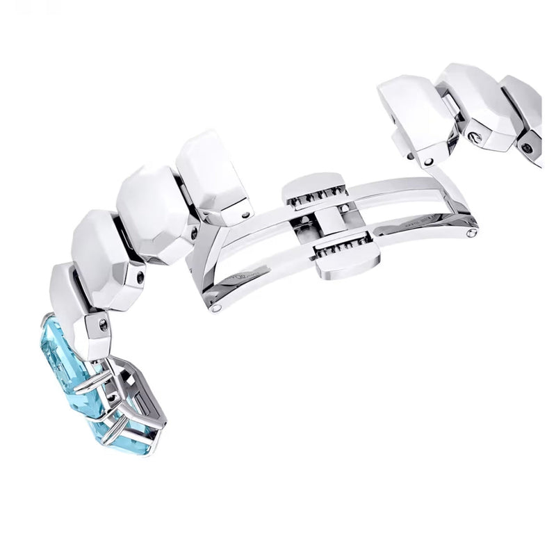 Swarovski Octagon cut bracelet 5729722 analog damklocka med blå urtavla och armband i rostfritt stål