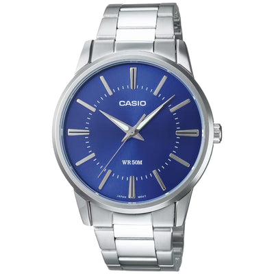 Casio Collection MTP-1303PD-2AVEG analog herrklocka med blå urtavla och armband i rostfritt stål