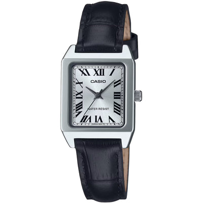 Casio Timeless LTP-B150L-7B1EF analog damklocka med silver urtavla och armband i läder