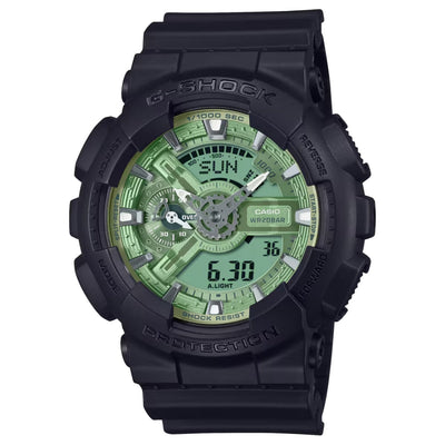 Casio G-Shock GA-110CD-1A3ER analog herrklocka med grön urtavla och armband i resin