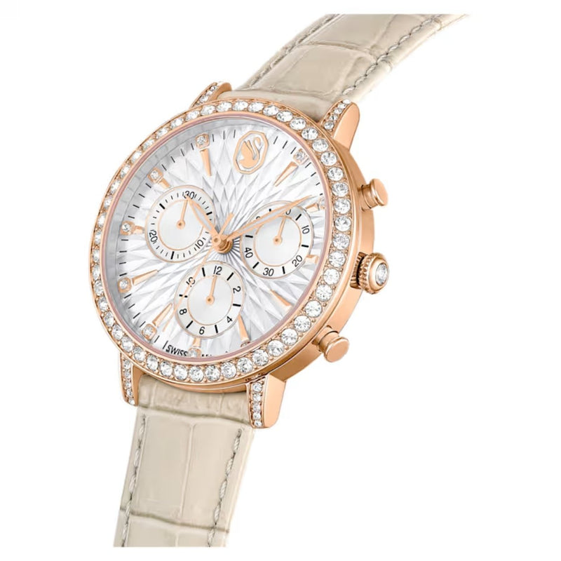 Swarovski Matrix tennis chrono 5702849 analog damklocka med silver urtavla och armband i skinn