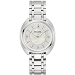 Bulova Classic Duality Diamond 96P240 analog damklocka med silver urtavla och armband i rostfritt stål