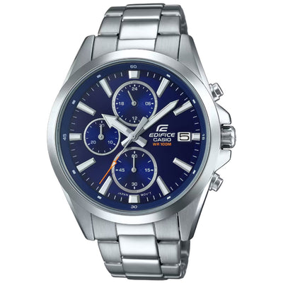 Casio Edifice EFV-560D-2AVUEF analog herrklocka med blå urtavla och armband i rostfritt stål