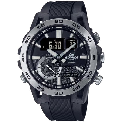 Casio Edifice ECB-40P-1AEF ana-digi herrklocka med svart urtavla och armband i resin