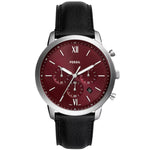 Fossil Neutra Chronograph FS6016 analog herrklocka med rött urtavla och armband i läder