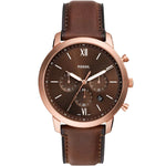 Fossil Neutra Chronograph FS6026 analog herrklocka med brun urtavla och armband i läder
