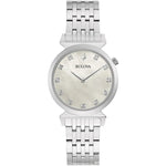 Bulova Classic 96P216 analog damklocka med beige urtavla och armband i rostfritt stål