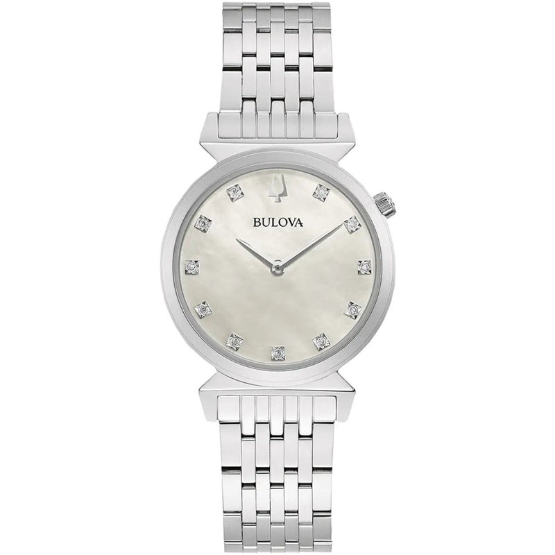 Bulova Classic 96P216 analog damklocka med beige urtavla och armband i rostfritt stål