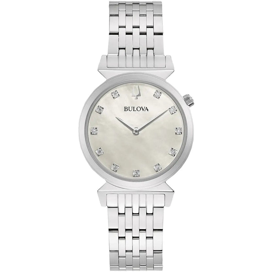 Bulova Classic 96P216 analog damklocka med beige urtavla och armband i rostfritt stål