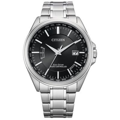 Citizen Radio Controlled Ø43mm CB0250-84E analog herrklocka med svart urtavla och armband i rostfritt stål