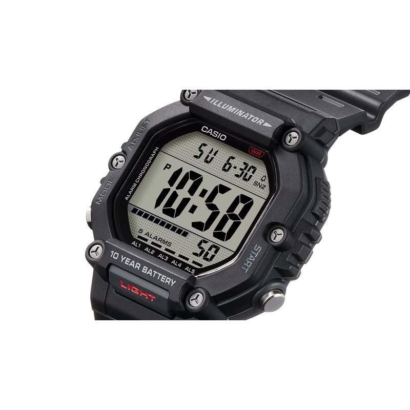 Casio Timeless AE-1600H-1AVEF digital herrklocka med svart urtavla och armband i resin