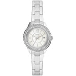 Fossil Stella ES5137 analog damklocka med silver urtavla och armband i rostfritt stål