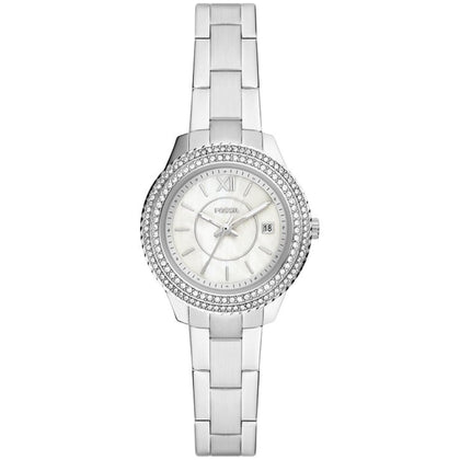 Fossil Stella ES5137 analog damklocka med silver urtavla och armband i rostfritt stål