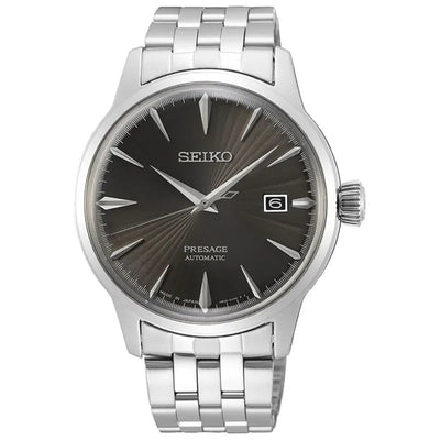 Seiko Presage SRPE17J1 analog herrklocka med svart urtavla och armband i rostfritt stål