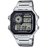 Casio Timeless AE-1200WHD-1AVEF digital herrklocka med svart urtavla och armband i rostfritt stål