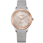 Citizen Eco Drive EM1156-80X analog damklocka med beige urtavla och armband i rostfritt stål
