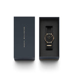 Daniel Wellington  Petite Cornwall DW00100215 analog damklocka med svart urtavla och armband i läder