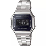 Casio Vintage A168WEM-1EF digital herrklocka med svart urtavla och armband i rostfritt stål