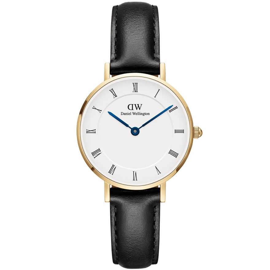 Daniel Wellington Petite Roman Numerals Sheffield DW00100686 analog damklocka med vit urtavla och armband i läder