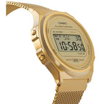Casio Vintage A171WEMG-9AEF digital herrklocka med guld urtavla och armband i rostfritt stål