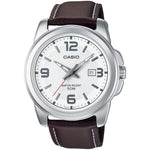 Casio Collection MTP-1314PL-7AVEF analog herrklocka med vit urtavla och armband i läder