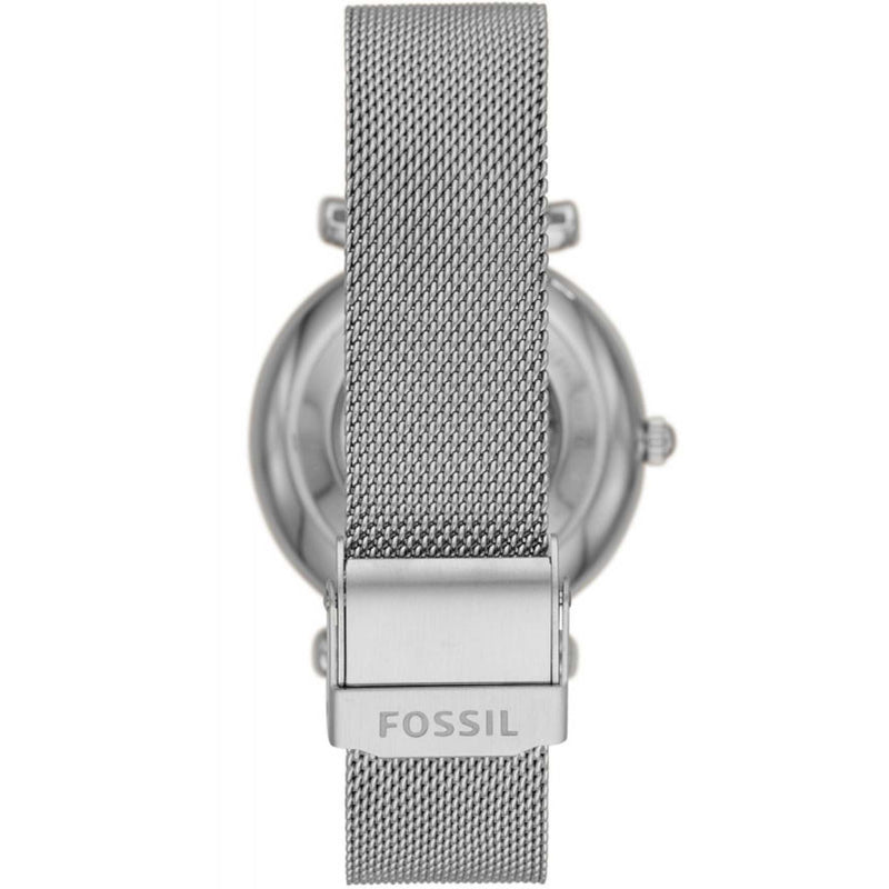 Fossil Automatiskt urverk ME3176 analog damklocka med silver urtavla och armband i rostfritt stål