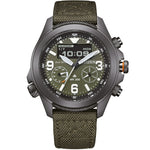 Citizen Eco-Drive Promaster Land JV1005-02W ana-digi herrklocka med grön urtavla och armband i nylon