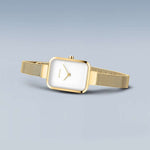 Bering Classic | Polished/brushed Gold 14520-334-GWP analog damklocka med vit urtavla och armband i rostfritt stål