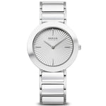 Bering Ceramic 11435-753 analog damklocka med vit urtavla och armband i rostfritt stål