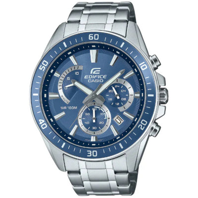 Casio Edifice EFR-552D-2AVUEF analog herrklocka med blå urtavla och armband i rostfritt stål